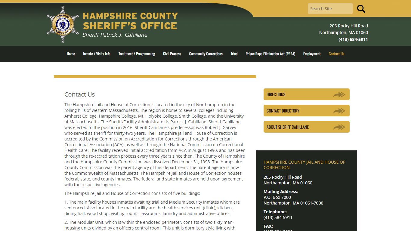 General Information - Hampshire County Jail - Penitentiary Northampton MA
